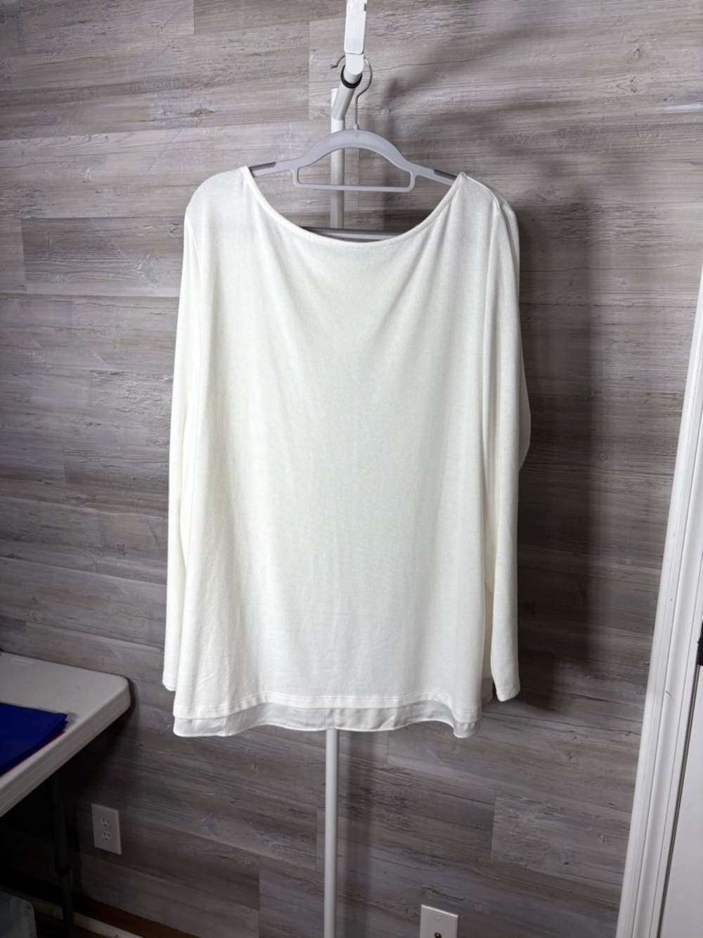 Lands' End Ivory Boatneck Long Sleeve Top 1893
